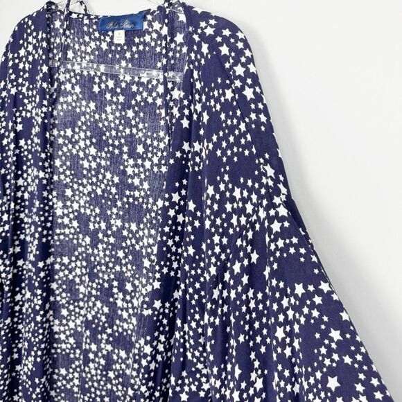 BLUE RAIN | Blue & White Star Print Strappt Kimono Patriotic Women’s Size Medium - Picture 2 of 7